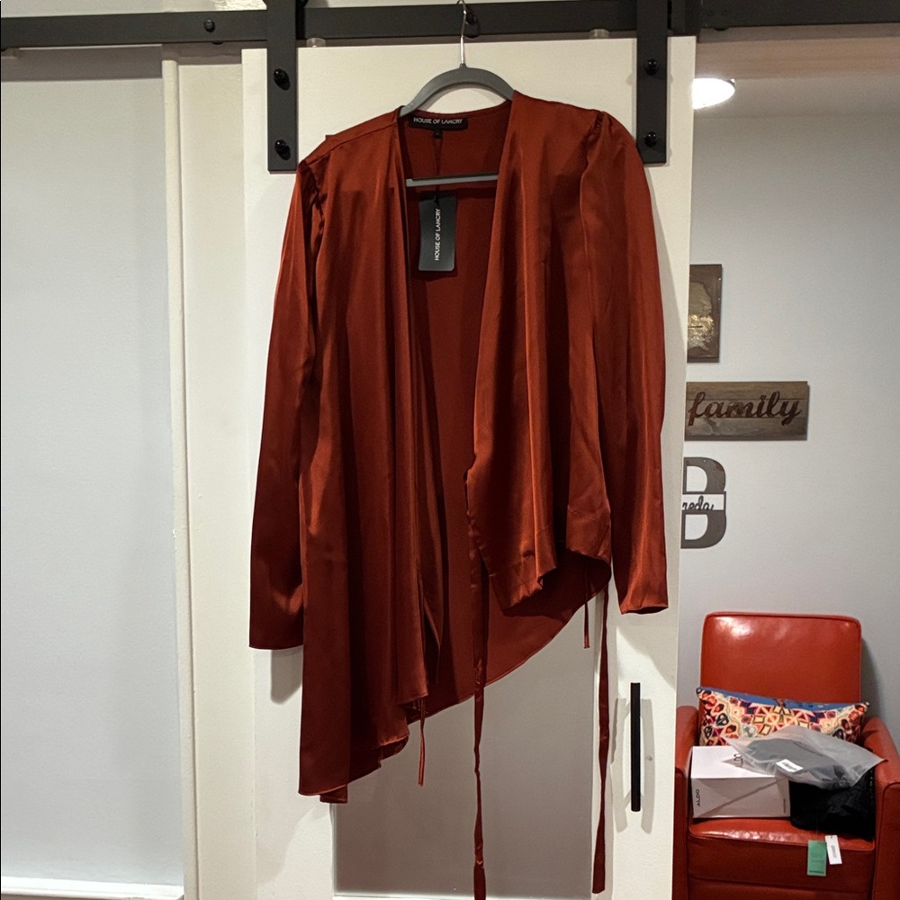 Elegant Rust Drape Jacket